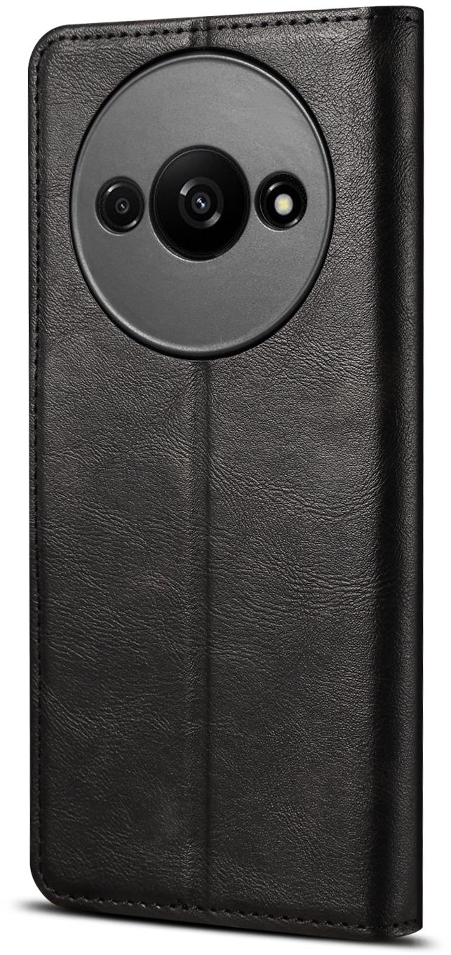 Lenuo Leather flipové puzdro na Xiaomi Redmi A3, čierna
