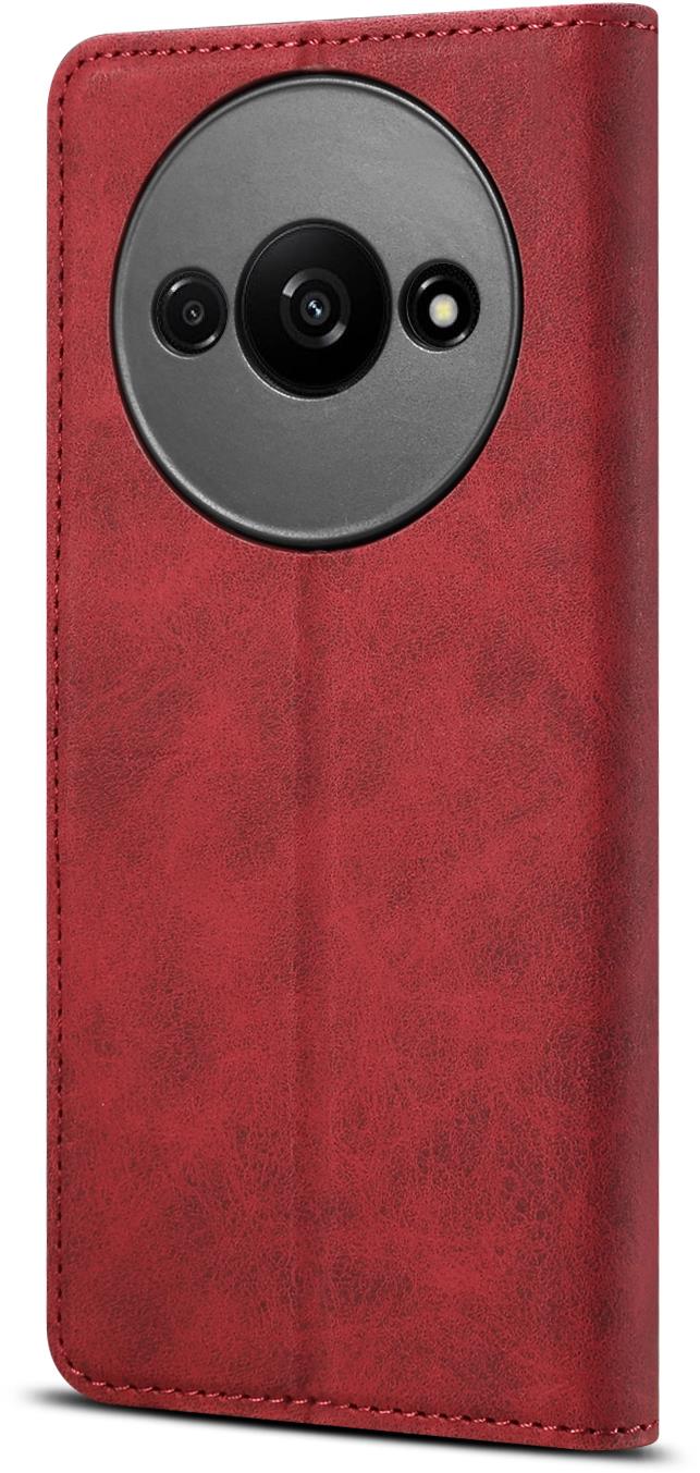 Lenuo Leather flipové puzdro na Xiaomi Redmi A3, červená
