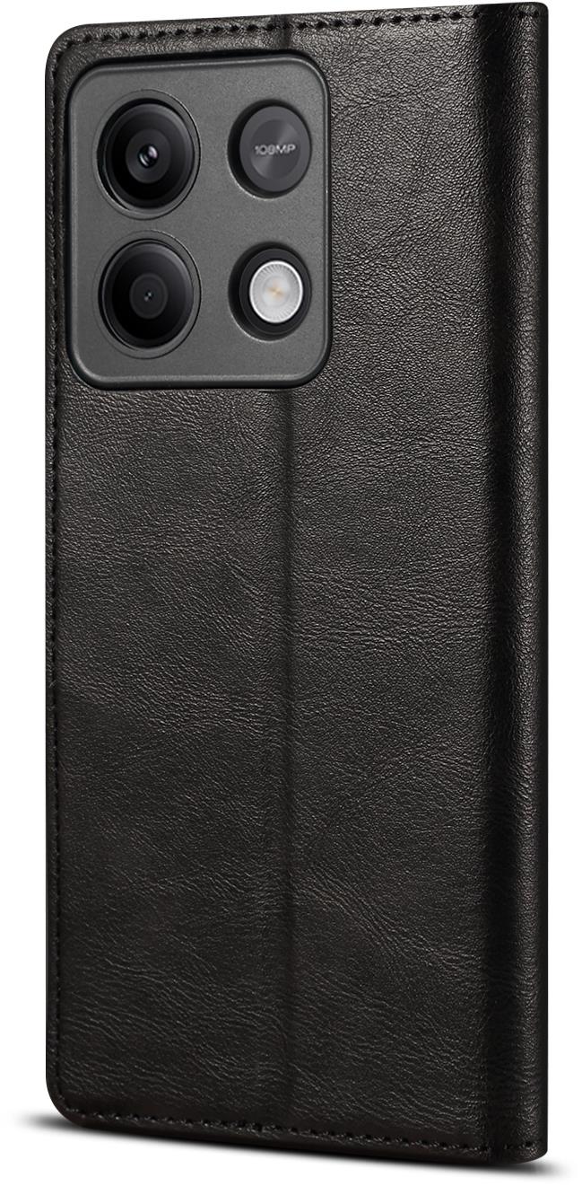 Lenuo Leather flipové puzdro na Xiaomi Redmi Note 13 5G, čierna