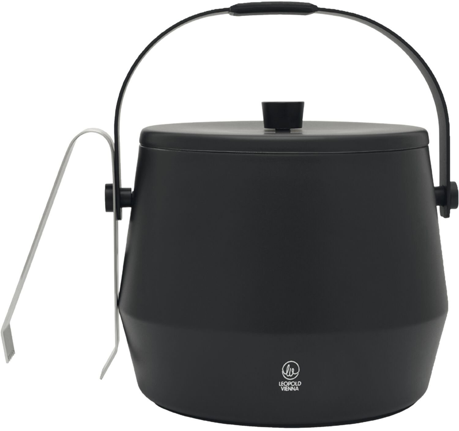 LEOPOLD VIENNA Nádoba na ľad s vekom a kliešťami, matná čierna, objem 1,0 liter, dĺžka 160 mm