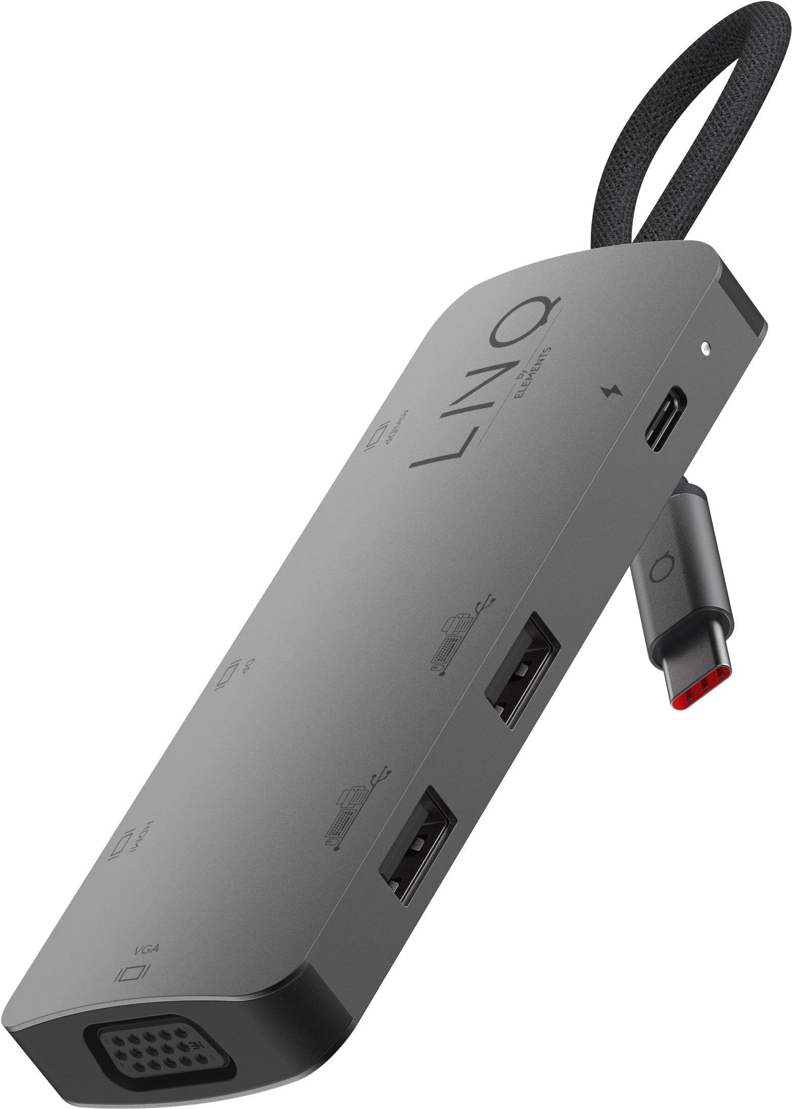 LINQ 7 in 1 4K Triple Display HDMI Adapter with PD and Peripheral Ports – Space Grey