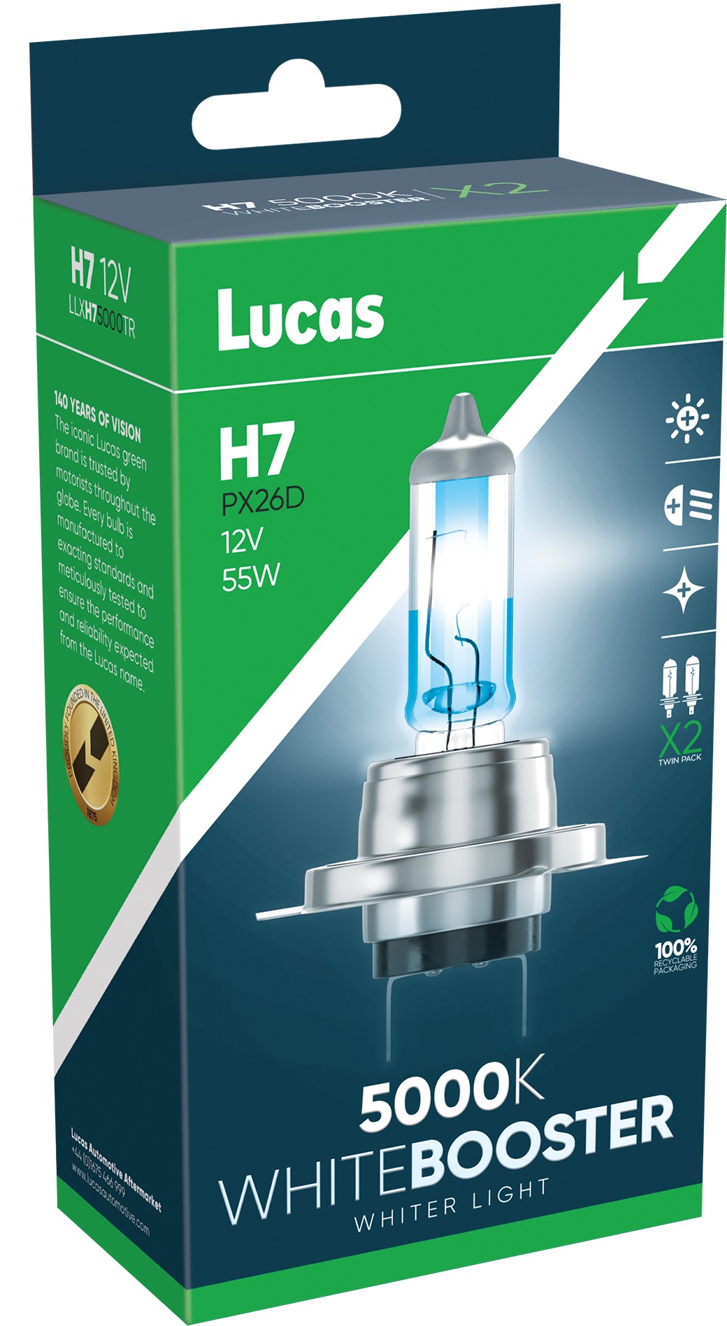 Lucas LightBooster H7 12 V 55 W +50 % Blue sada 2 ks