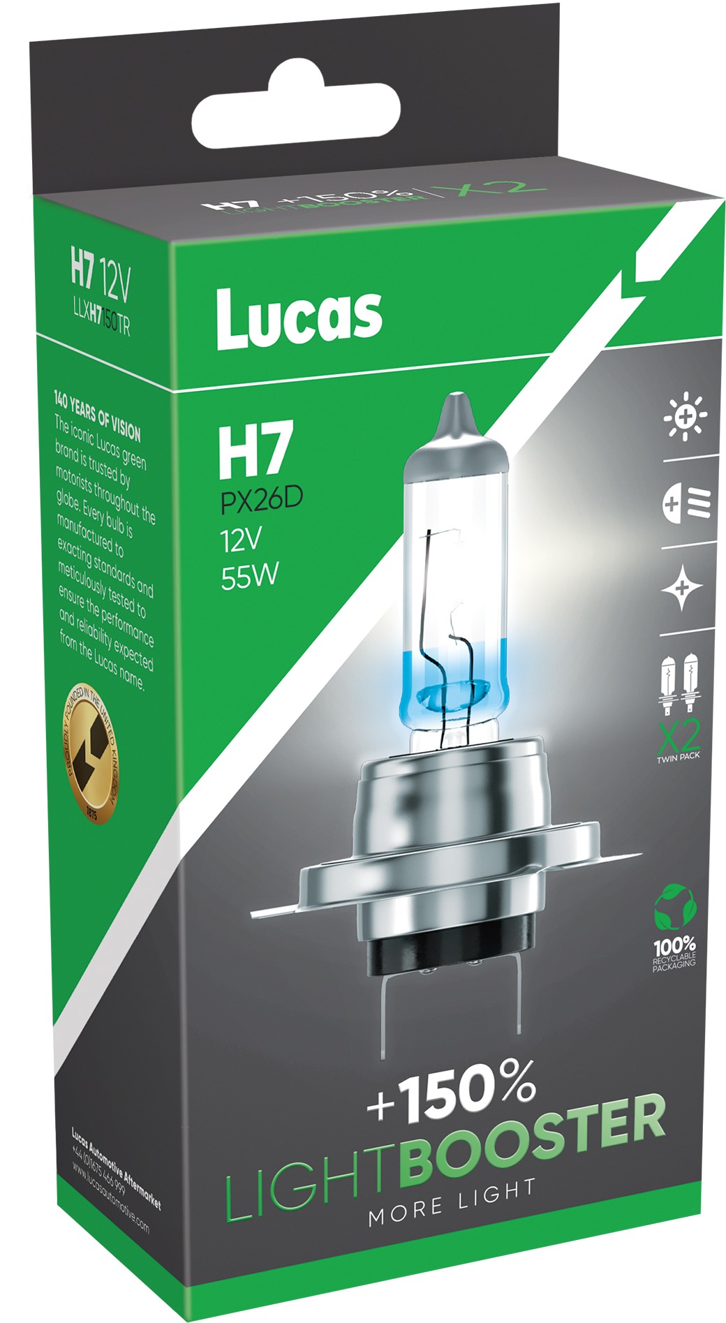 Lucas LightBooster H7 12 V 60 / 55 W + 150 % súprava 2 ks