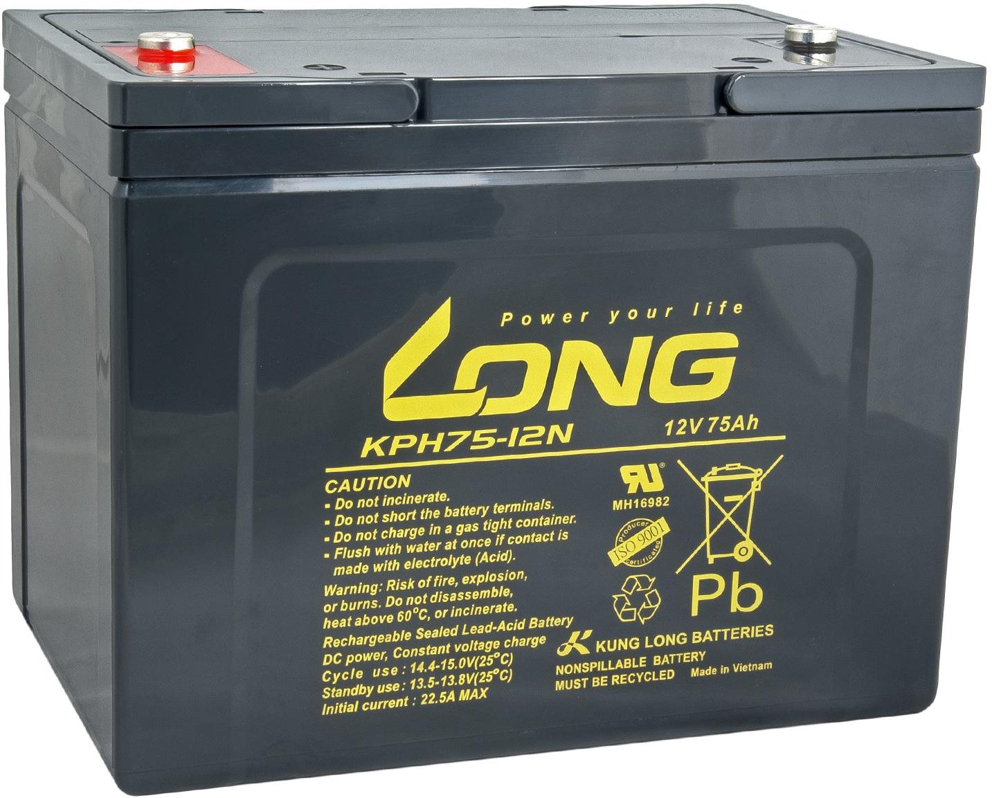 LONG batéria 12 V 75 Ah M6 HighRate LongLife 12 rokov (KPH75-12N)