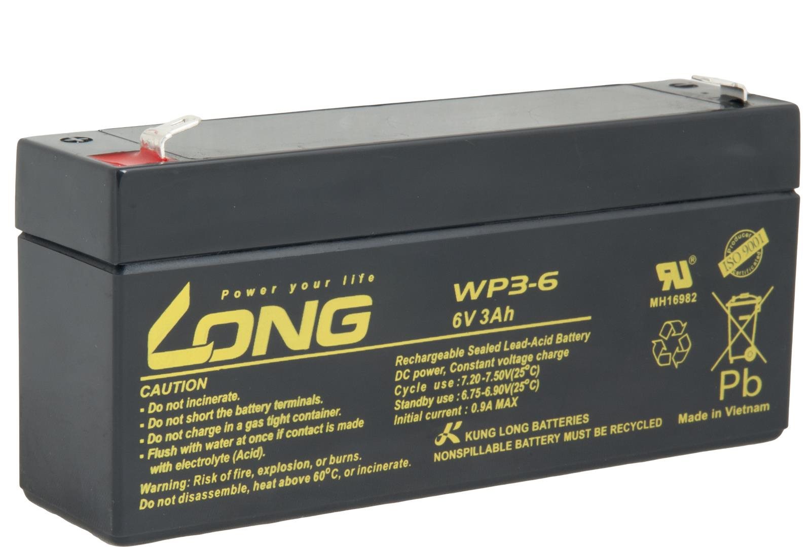 LONG batéria 6 V 3 Ah F1 (WP3-6)