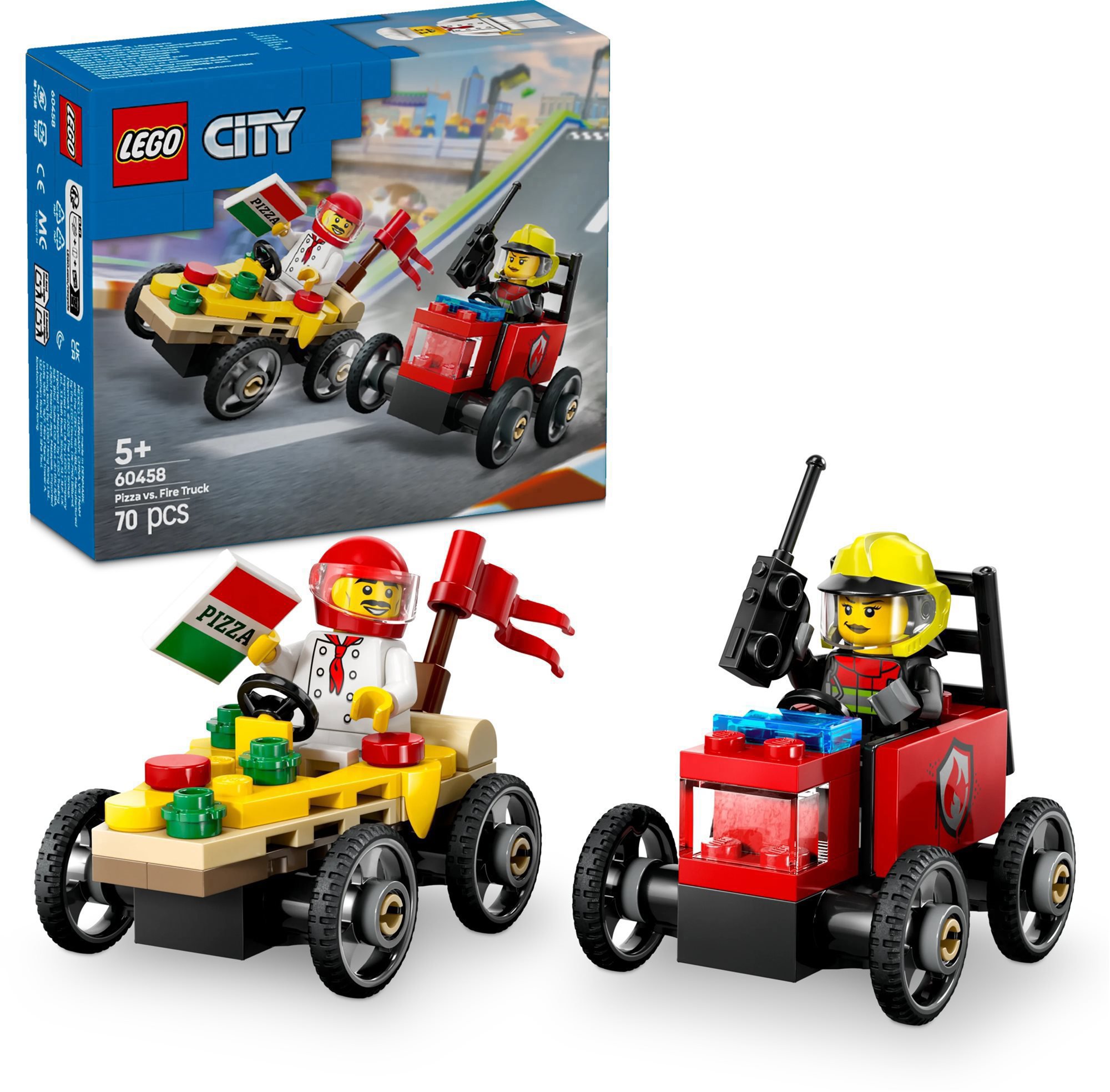 LEGO® City 60458 Pretekársky balíček: Rozvoz pizzy vs. hasičské auto