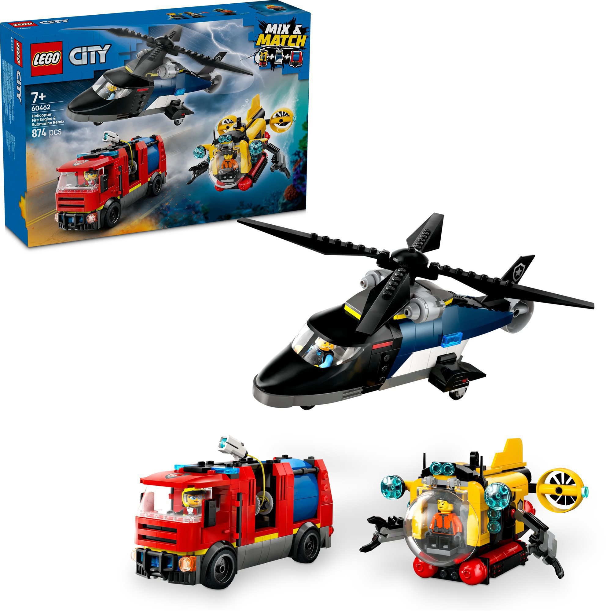 LEGO® City 60462 Remix: Helikoptéra, hasičské auto a ponorka