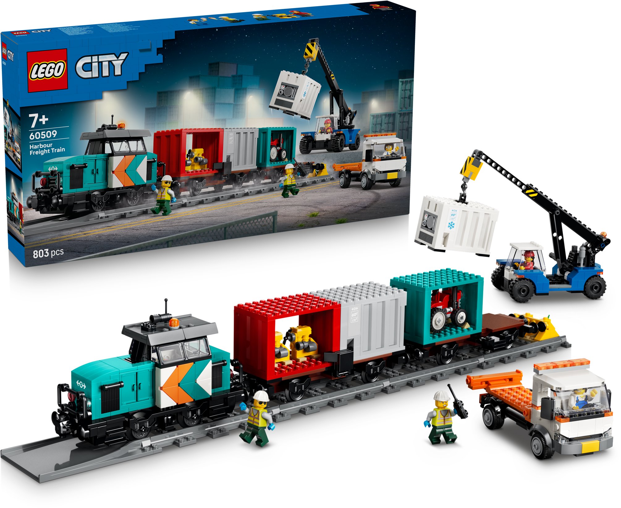 LEGO® City 60509 Prístavný nákladný vlak so žeriavom a nákladiakom