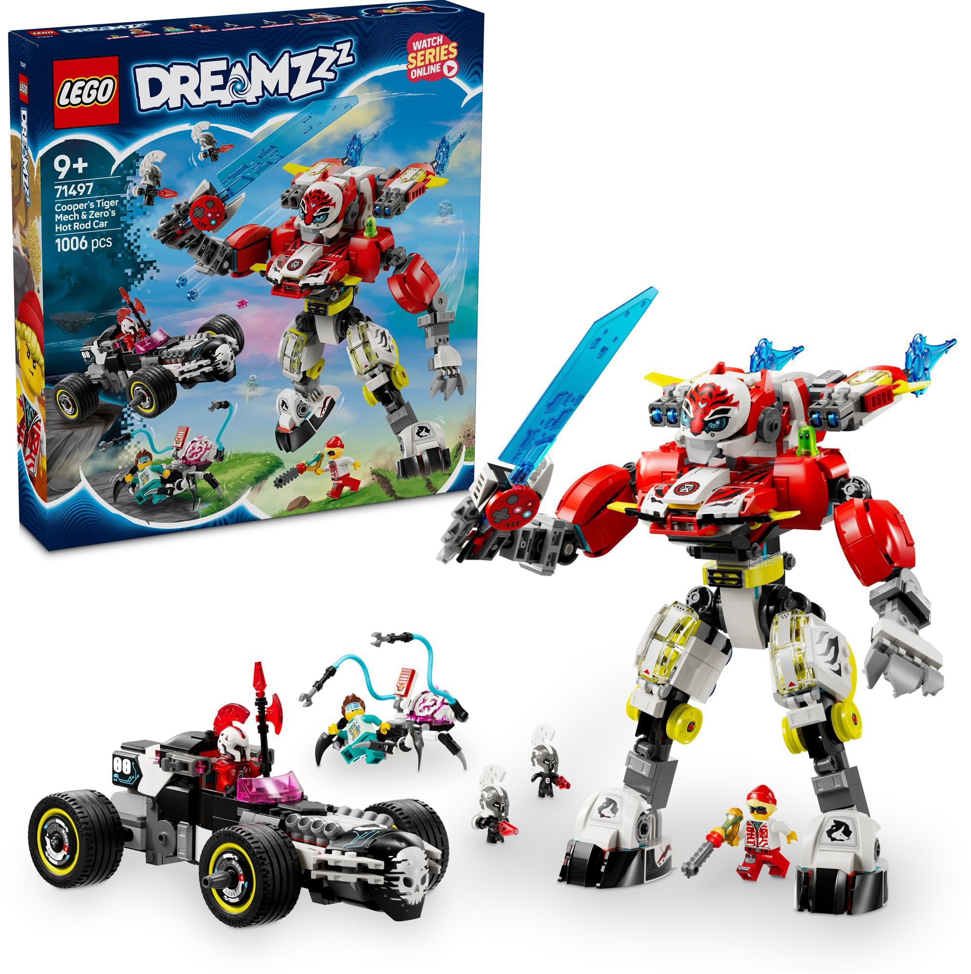 LEGO® DREAMZzz™ 71497 Cooperov tigrí robot a Zerov hot rod