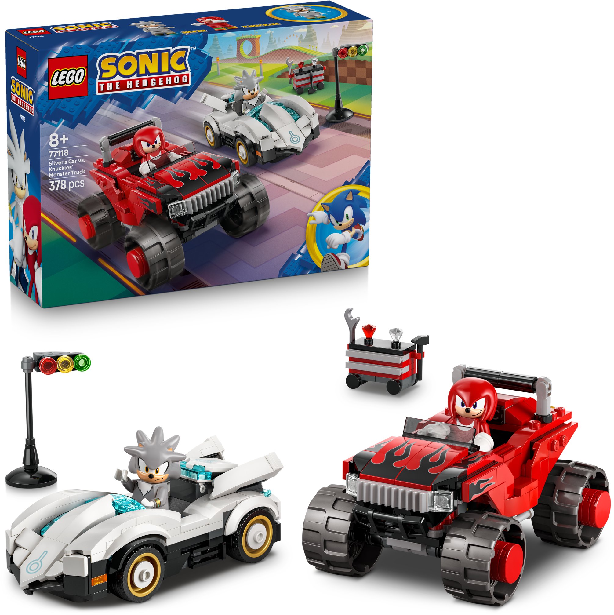 LEGO® Sonic the Hedgehog™ 77118 Silver a jeho auto vs. Knuckles a jeho monster truck