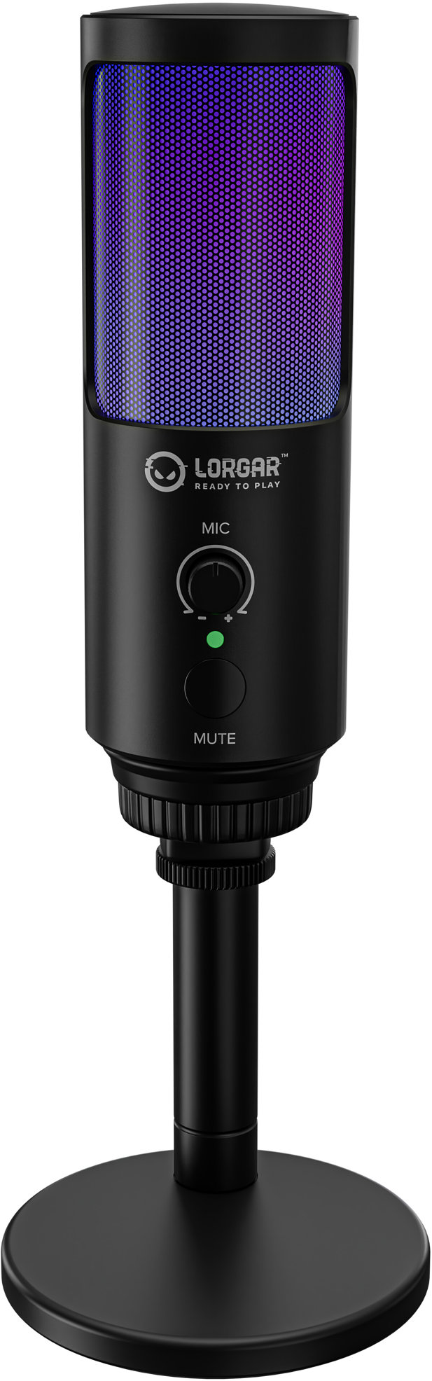 LORGAR mikrofón SMP40, RGB a externým mute tlačidlom, Čierny