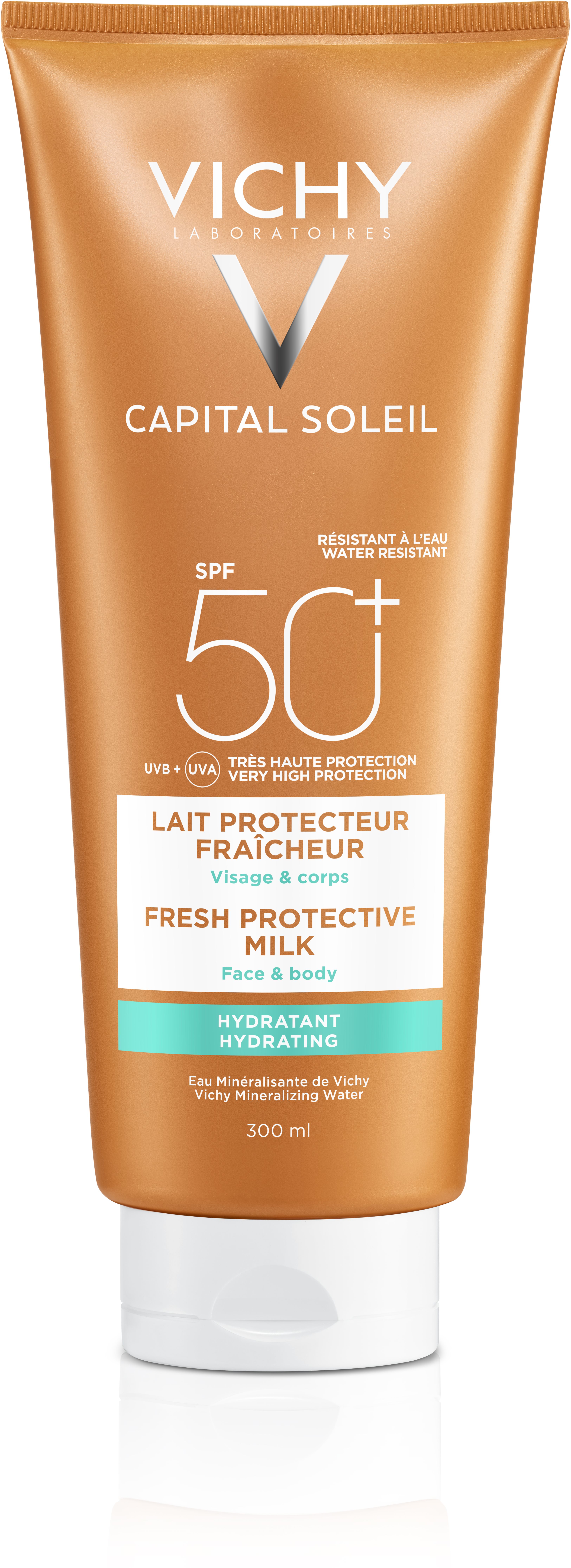 Vichy Capital Soleil Hydratačné ochranné mlieko na opaľovanie s veľmi vysokou ochranou SPF 50+ 300 m