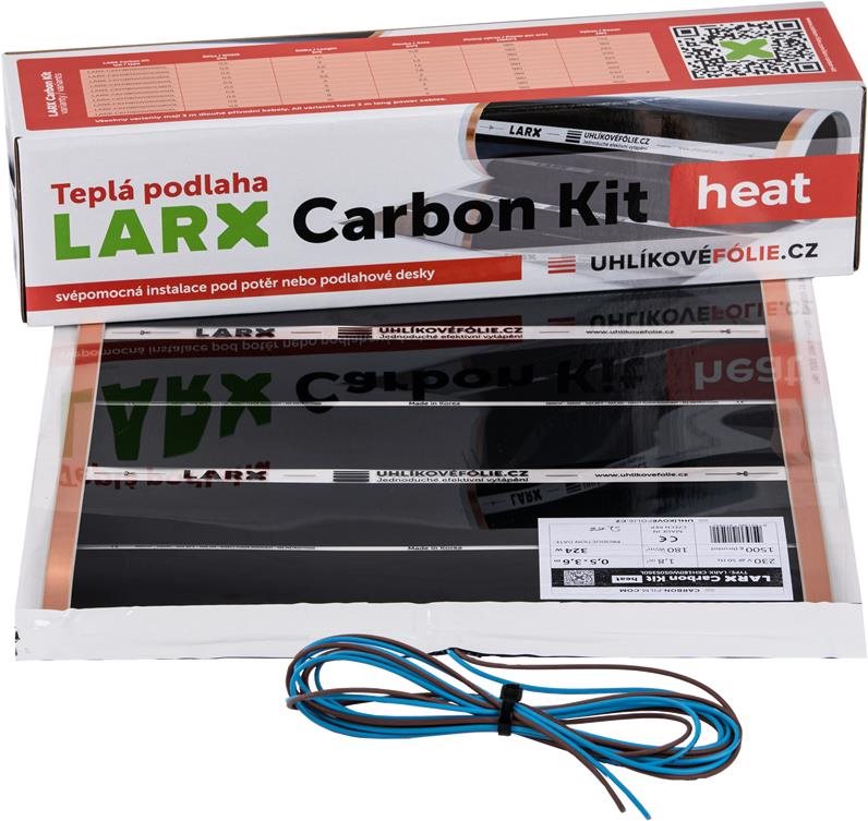 LARX Carbon Kit heat 324 W, vykurovacia fólia na svojpomocnú inštaláciu, dĺžka 3,6 m, šírka 0,5 m