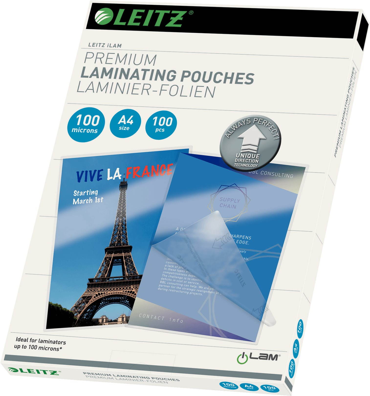 LEITZ A4 so smerovacou technológiou, 100 mic