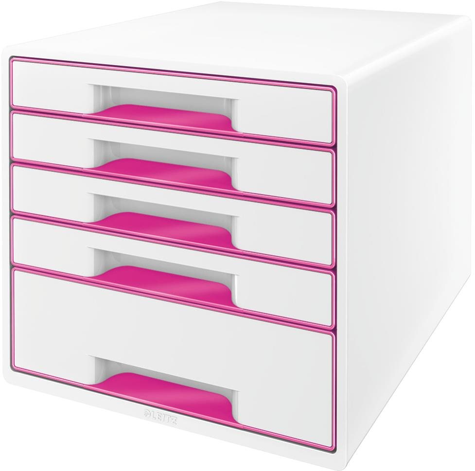 LEITZ WOW CUBE, 5 zásuviek, bielo-ružový