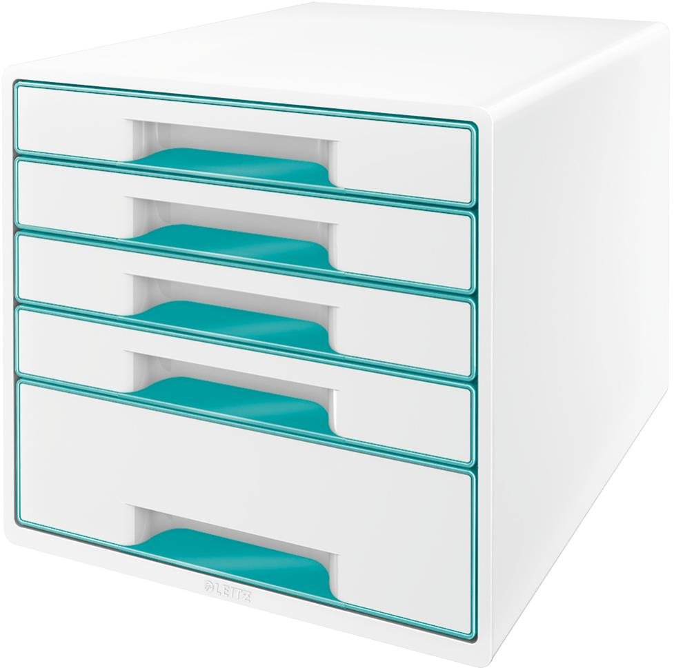 LEITZ WOW CUBE, 5 zásuviek, bielo-ľadovo modrý