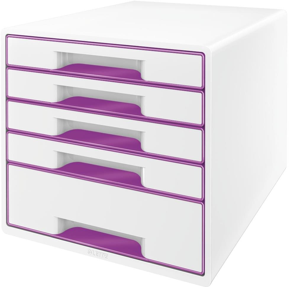 LEITZ WOW CUBE, 5 zásuviek, bielo-purpurový