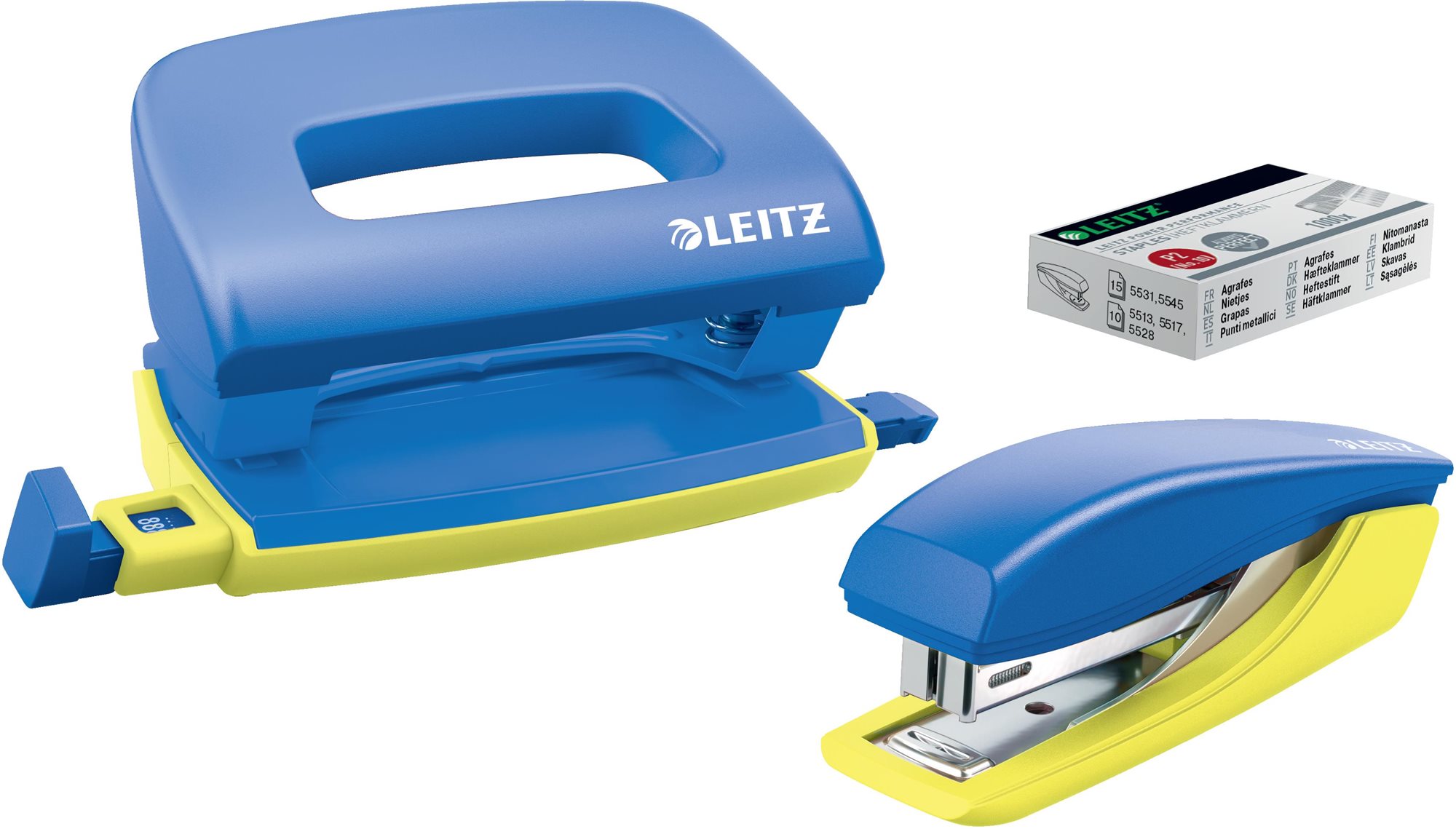 Leitz UrbanChic SET zošívačka + dierovačka, modrá