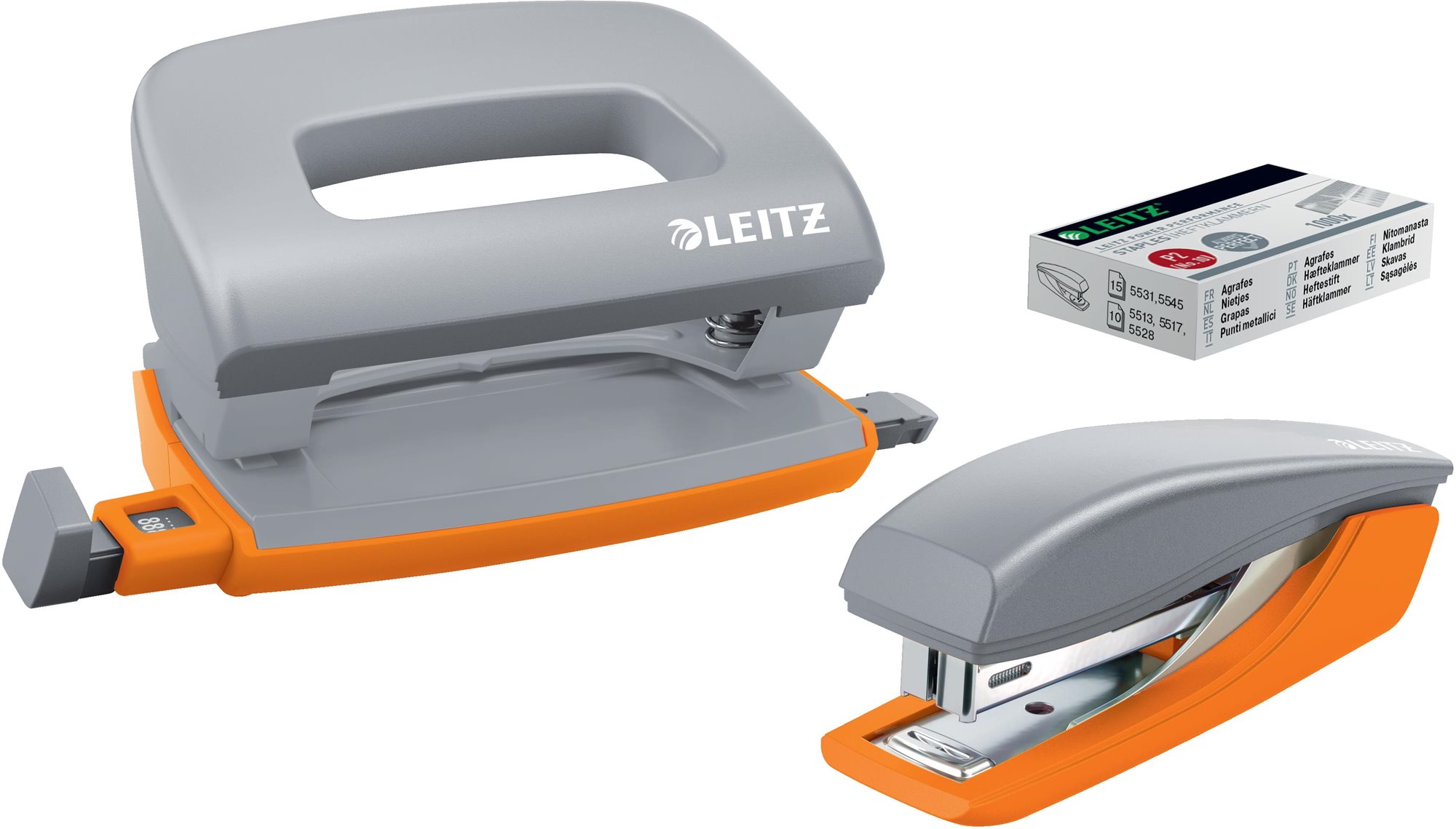 LEITZ UrbanChic SET zošívačka + dierovačka, sivá