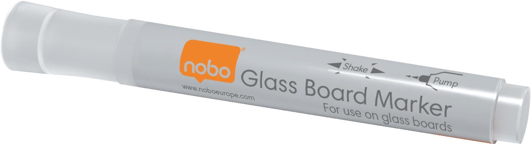 Nobo Glass Whiteboard Markers, biely – balenie 4 ks