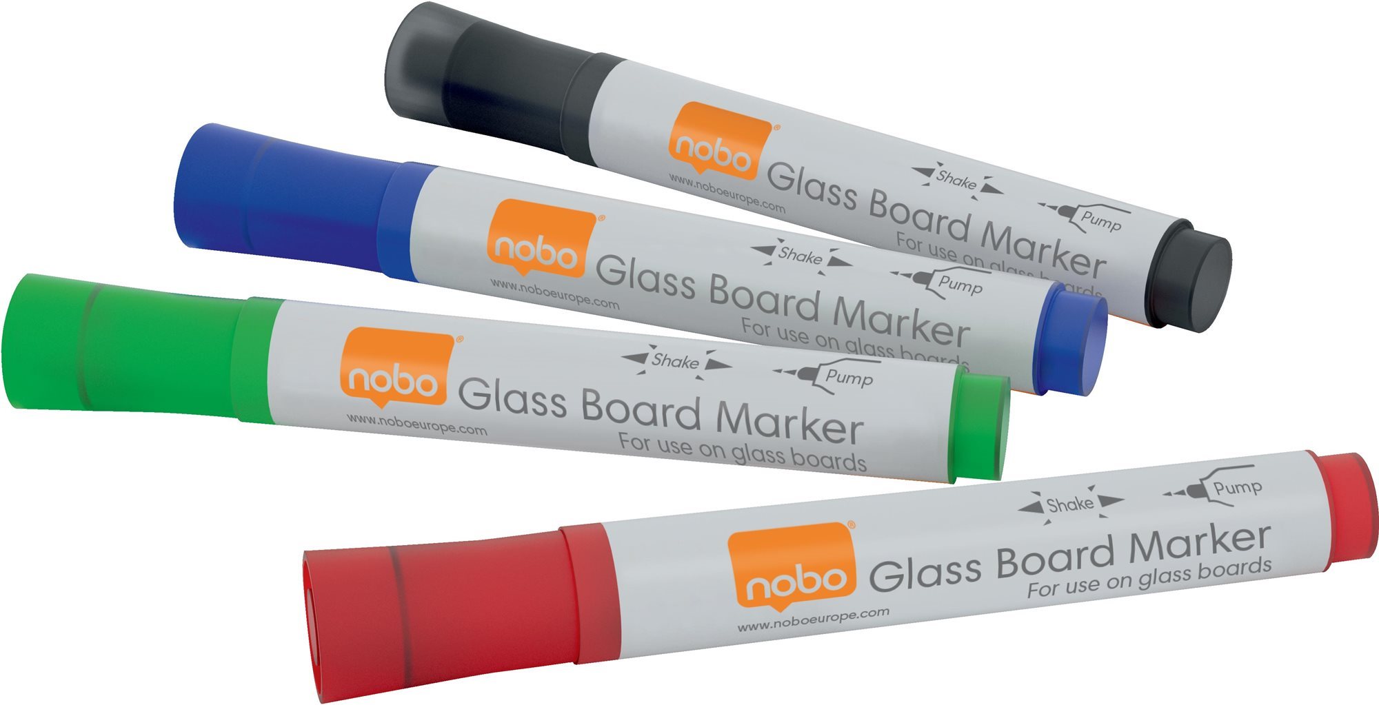 Nobo Glass Whiteboard Markers, mix farieb – balenie 4 ks