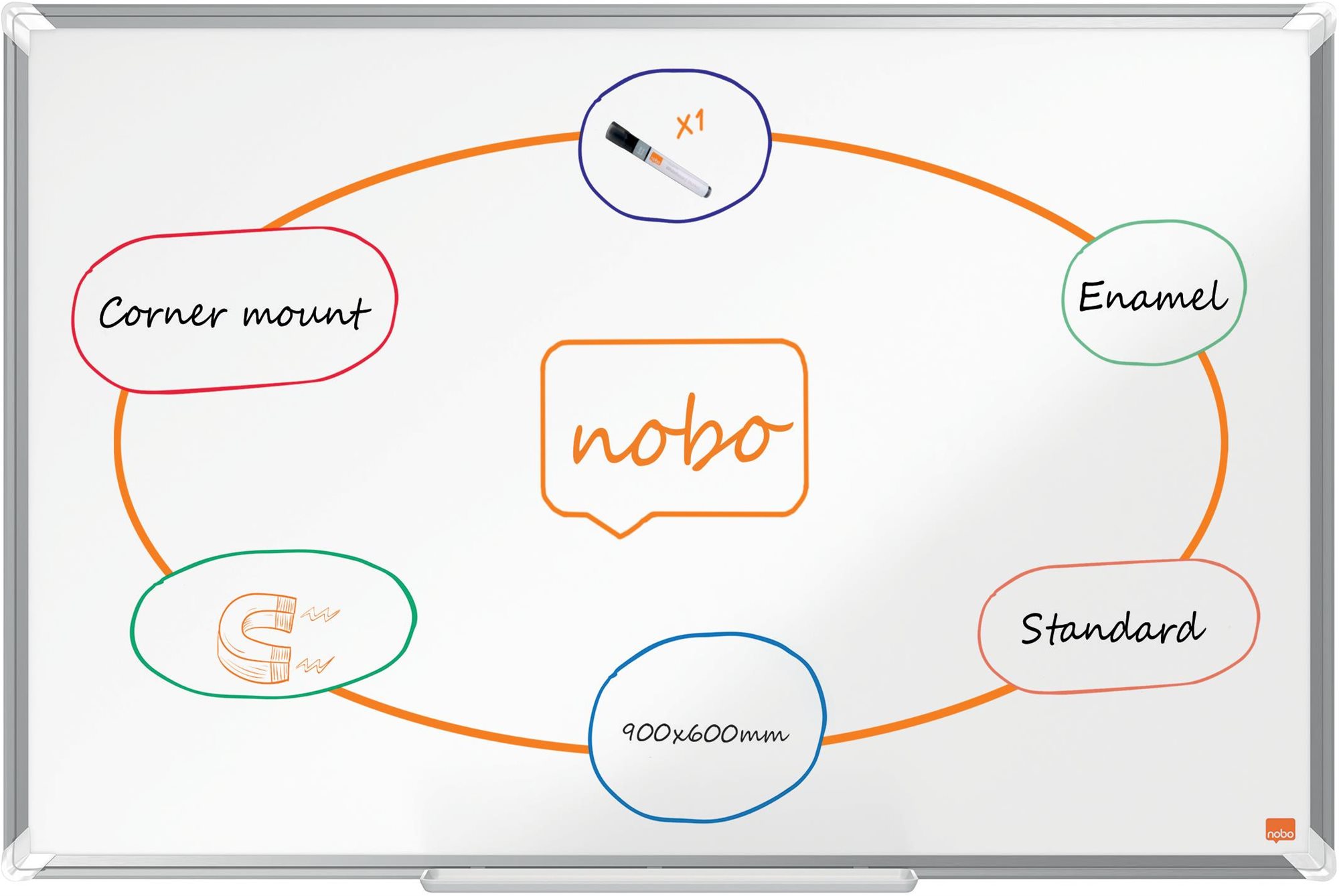 NOBO Premium Plus smaltovaná 90 × 60 cm, biela