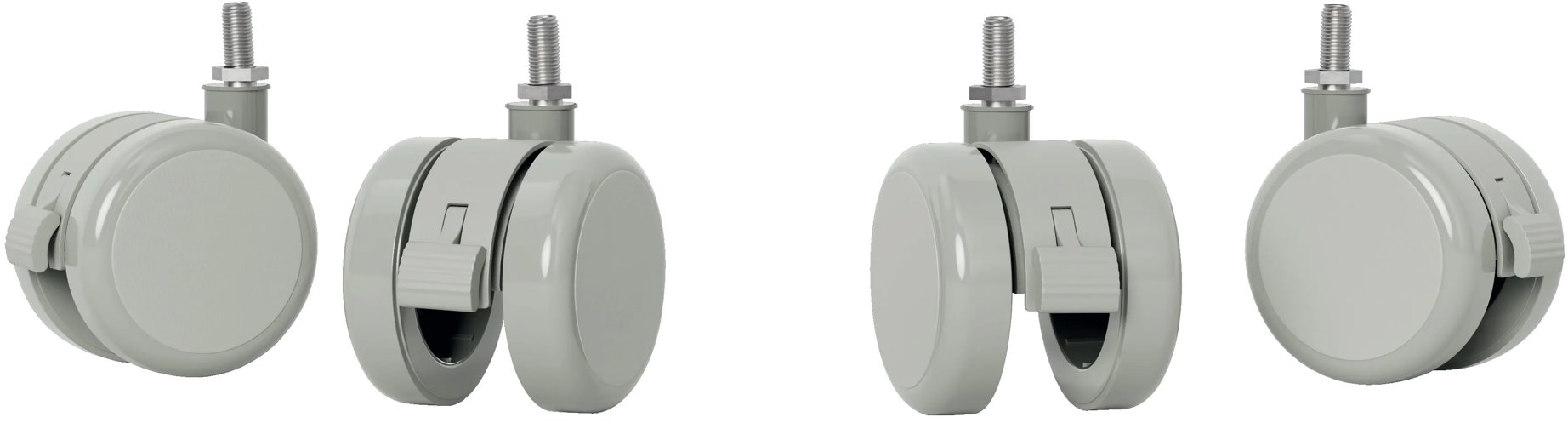 LEITZ Ergo kolieska na elektrický stôl, 40 mm/M8 – sada 4 ks