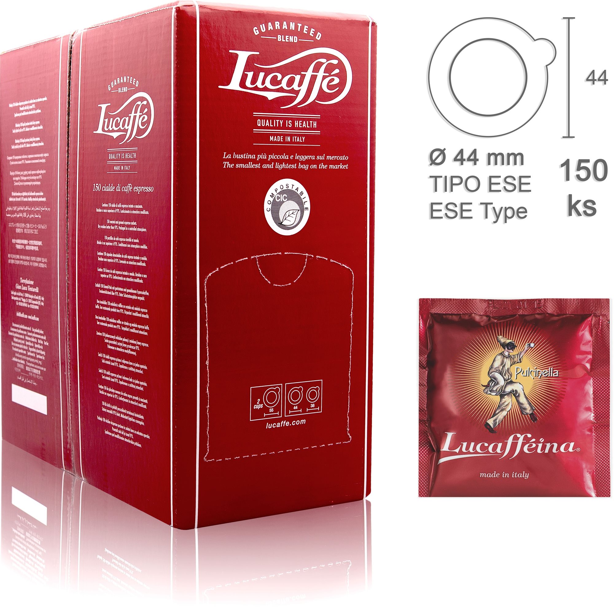 Lucaffe PODS Pulcinella (energy káva) 150 ks