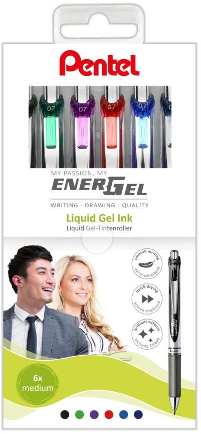 PENTEL Energel BL77-6, 0.7 mm – súprava 6tich farieb