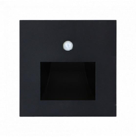 Luxera LED Schodiskové svietidlo s PIR senzorom Emithor čierne + montážny box