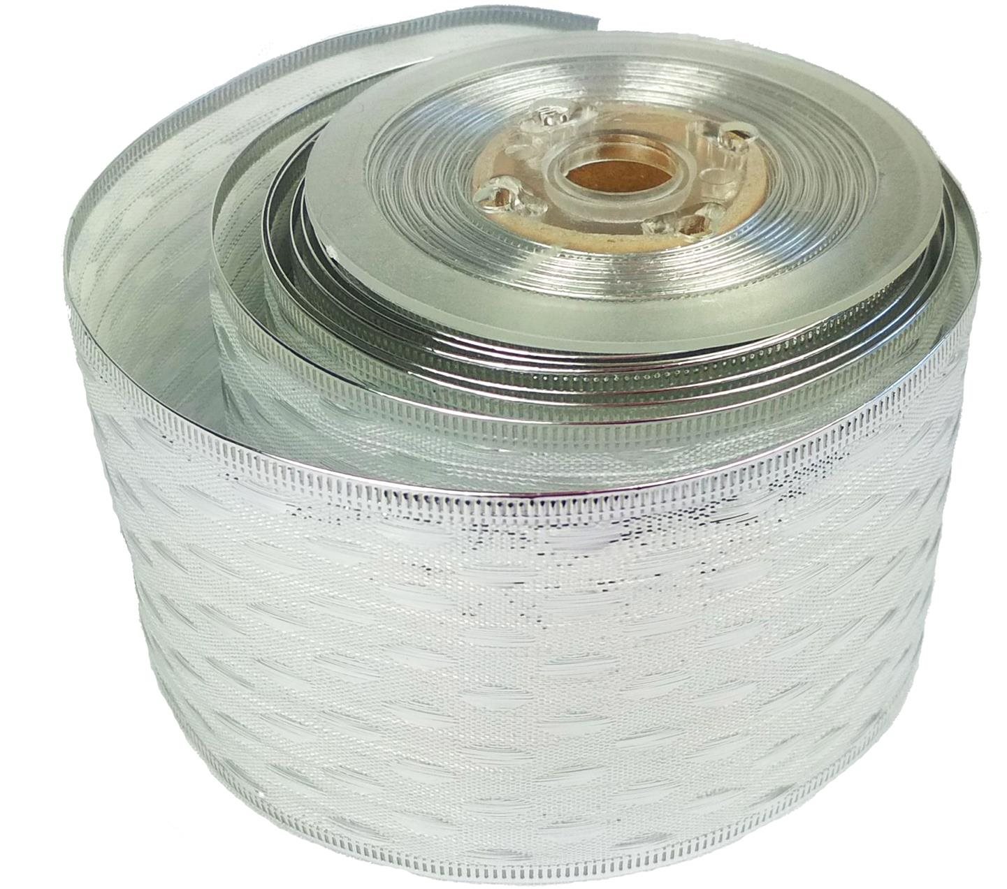 LAALU Stuha strieborná s lesklým vzorom 6 cm × 10 m