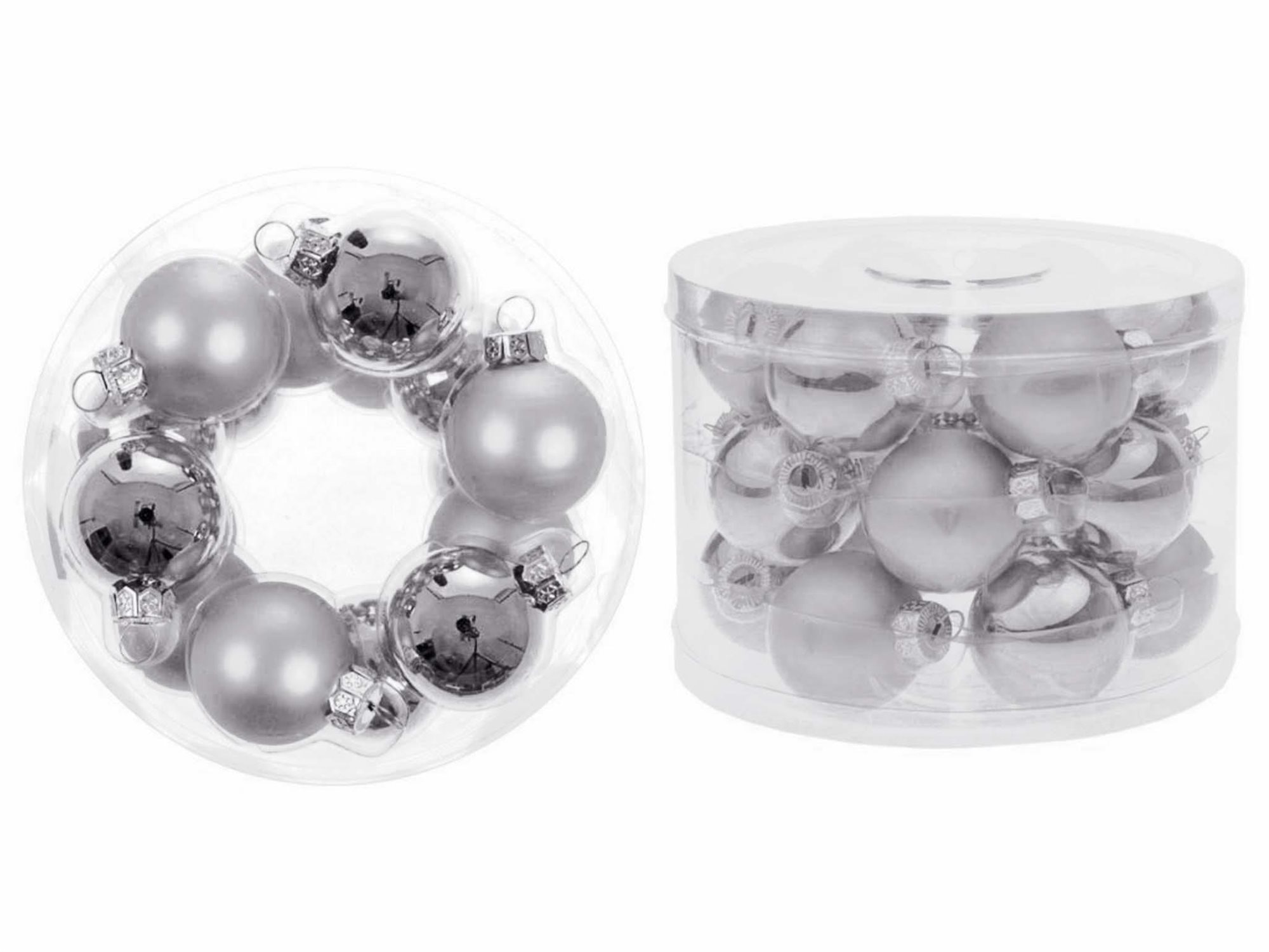 LAALU Súprava 18 ks ozdôb Okrúhle strieborné mix 4 cm
