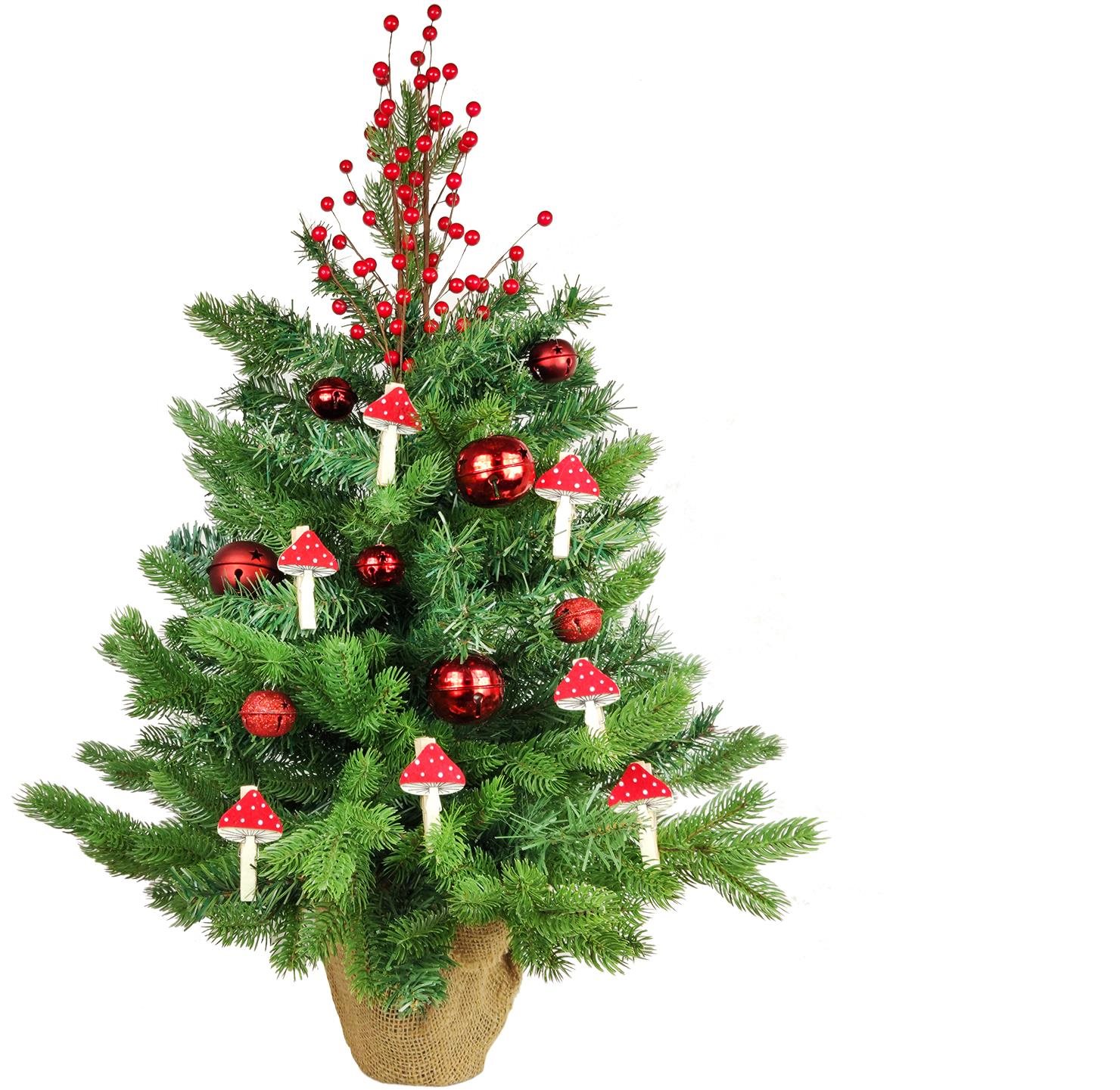 LAALU Ozdobený stromček MUCHOTRÁVKA 60 cm s 36 ks ozdôb a dekorácií s LED OSVETLENÍM