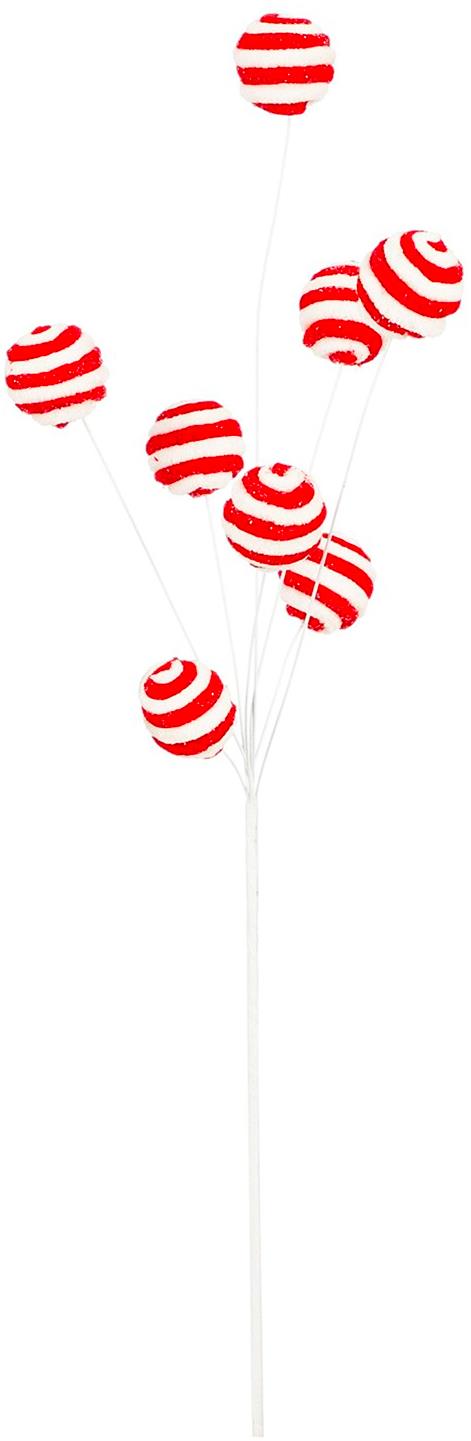 LAALU Vianočná dekorácia – vetvička s guľôčkami červeno/biela 68 cm