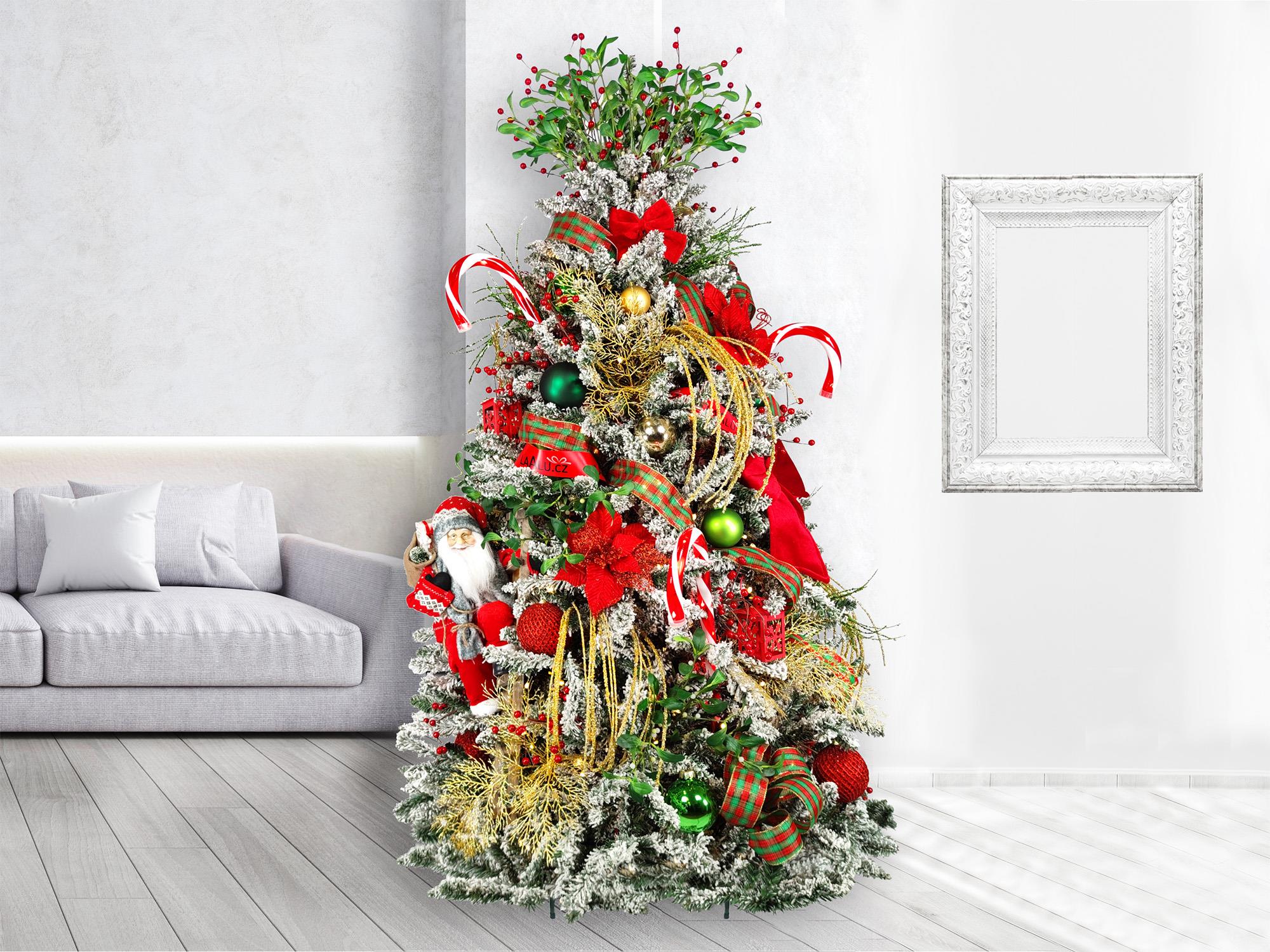 LAALU Ozdobený stromček SANTA CLAUS 270 cm so 124 ks ozdôb a dekorácií
