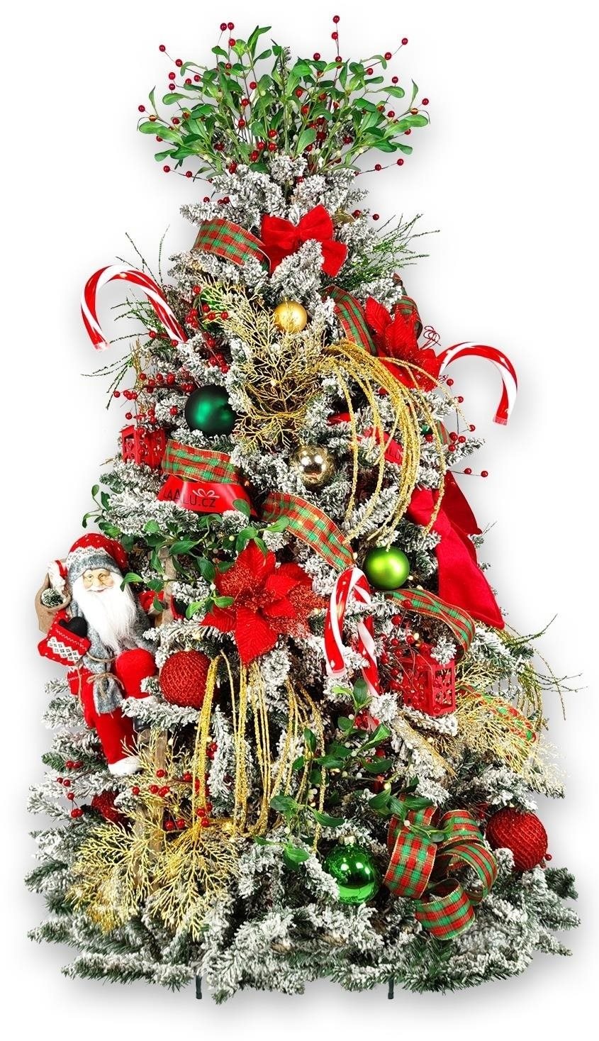 LAALU Ozdobený stromček SANTA CLAUS 150 cm s 87 ks ozdôb a dekorácií