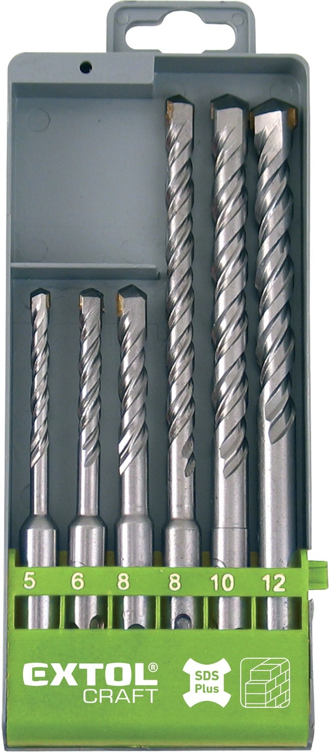 EXTOL CRAFT vrtáky SDS PLUS príklepové do betónu, sada 6 ks, priemer 5 – 12 mm, SK, 23901
