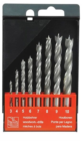 EXTOL PREMIUM vrtáky do dreva, sada 8 ks, priemer 3 – 10 mm, CrV, 8801221
