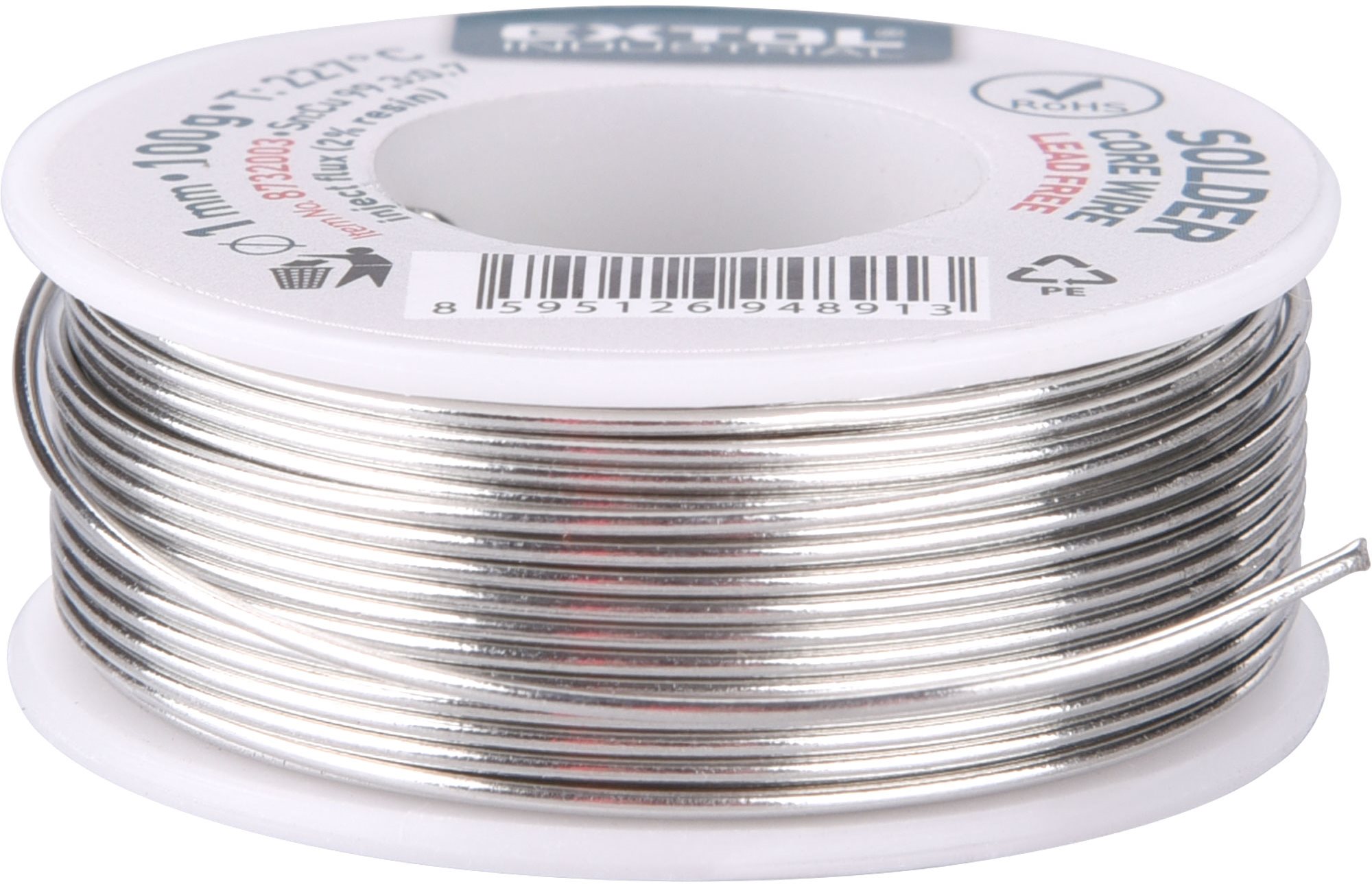 EXTOL INDUSTRIAL drôt spájkovací rúrkový Sn 99,3 %/0,7 % Cu, 100 g, 8732003