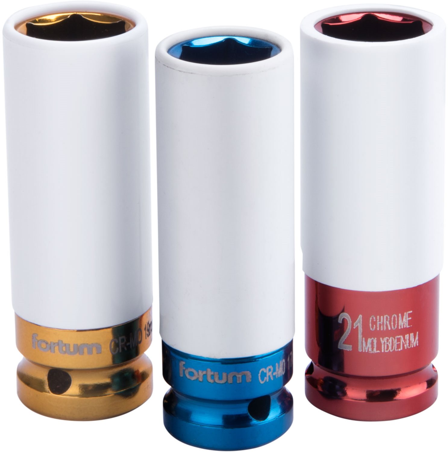 FORTUM hlavice nástrčné rázové 1/2", sada 3 ks, 17-19-21 mm, L 86 mm, 4700800