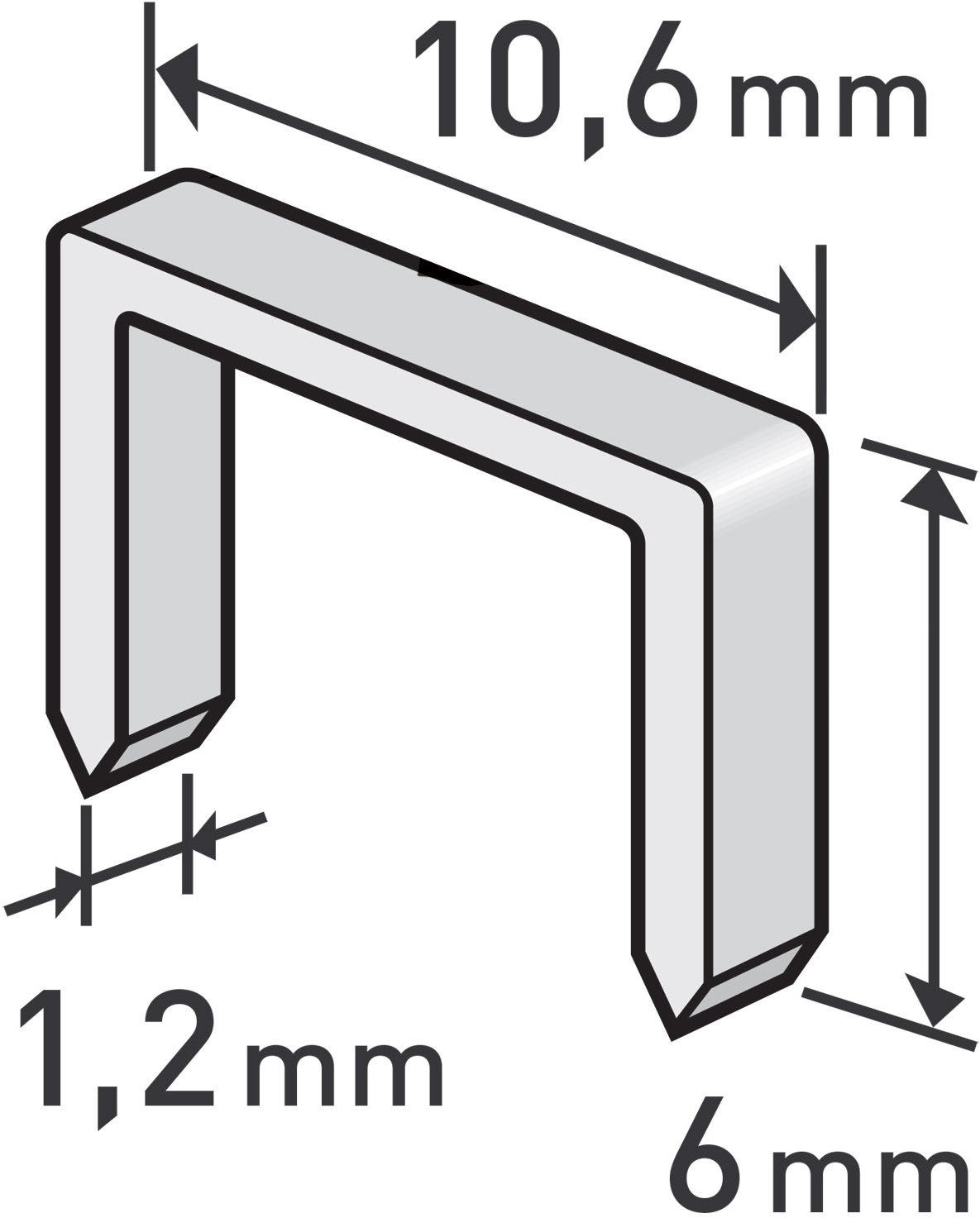 EXTOL PREMIUM spony, balenie 1000 ks, 6 mm, 10,6 × 0,52 × 1,2 mm, 8852201