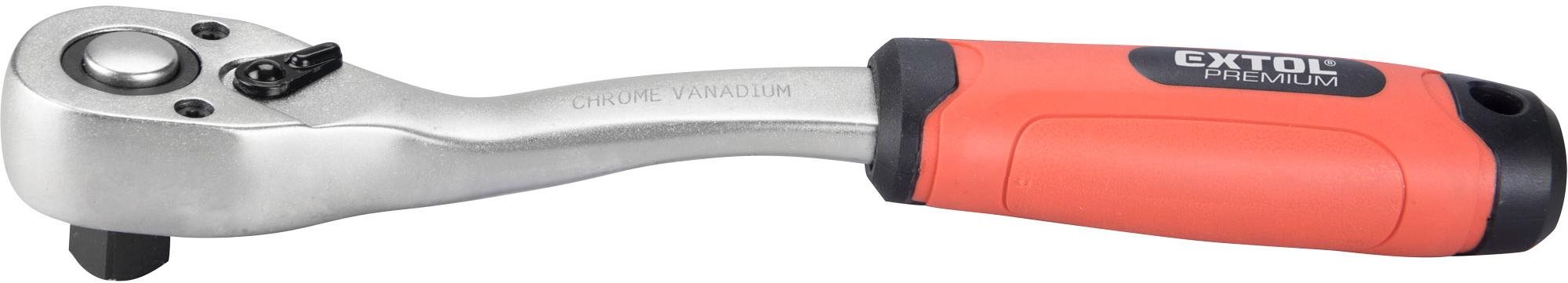 EXTOL PREMIUM račňa tvarovaná, 45 zubov, 1/2", L 253 mm, CrV, 8816456