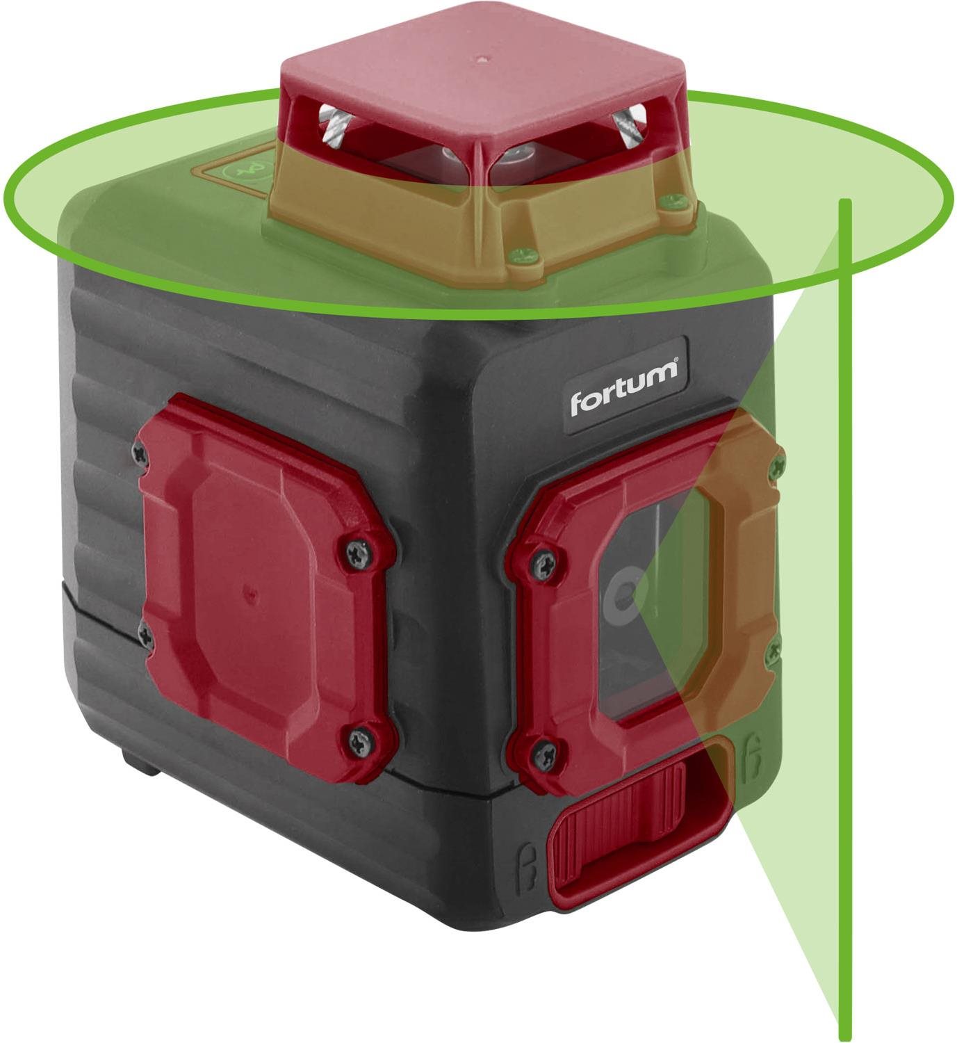 FORTUM laser zelený líniový, krížový samonivelačný, 1H360° × 1V, 4780209