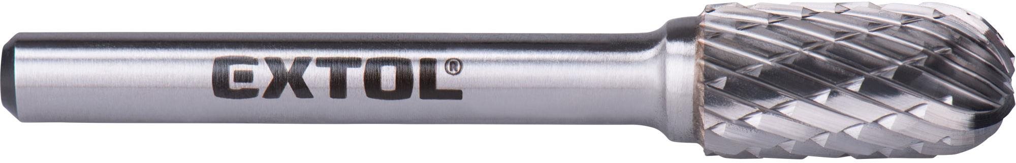 EXTOL INDUSTRIAL fréza karbidová, valcová s okrúhlym čelom, pr. 10 × 20 mm/stopka 6 mm, sek stredný (double-cut), 8703724