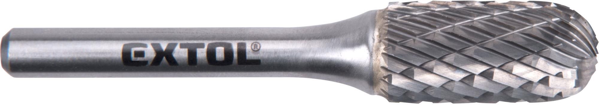 EXTOL INDUSTRIAL fréza karbidová, valcová s guľovým čelom, pr. 12 × 25 mm/stopka 6 mm, sek stredný (double-cut), 8703725