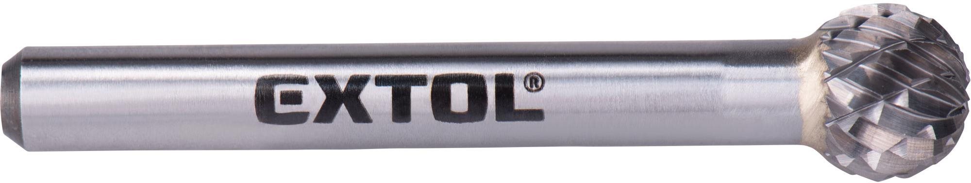 EXTOL INDUSTRIAL fréza karbidová, guľová, pr. 10 mm/stopka 6 mm, sek stredný (double-cut), 8703734