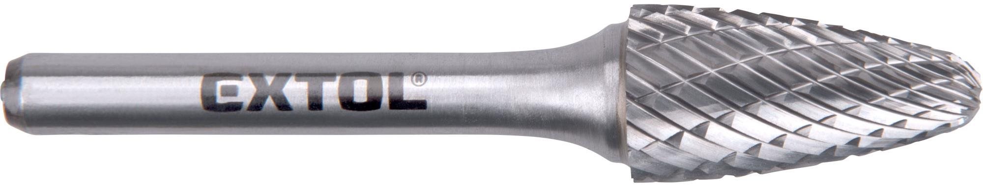 EXTOL INDUSTRIAL fréza karbidová, okrúhly oblúk, pr. 12 × 25 mm/stopka 6 mm, sek stredný (double-cut), 8703755