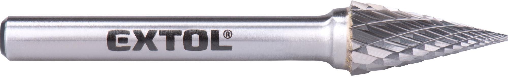 EXTOL INDUSTRIAL fréza karbidová, kónická-ihlan, pr. 10 × 20 mm/stopka 6 mm, sek stredný (double-cut), 8703794