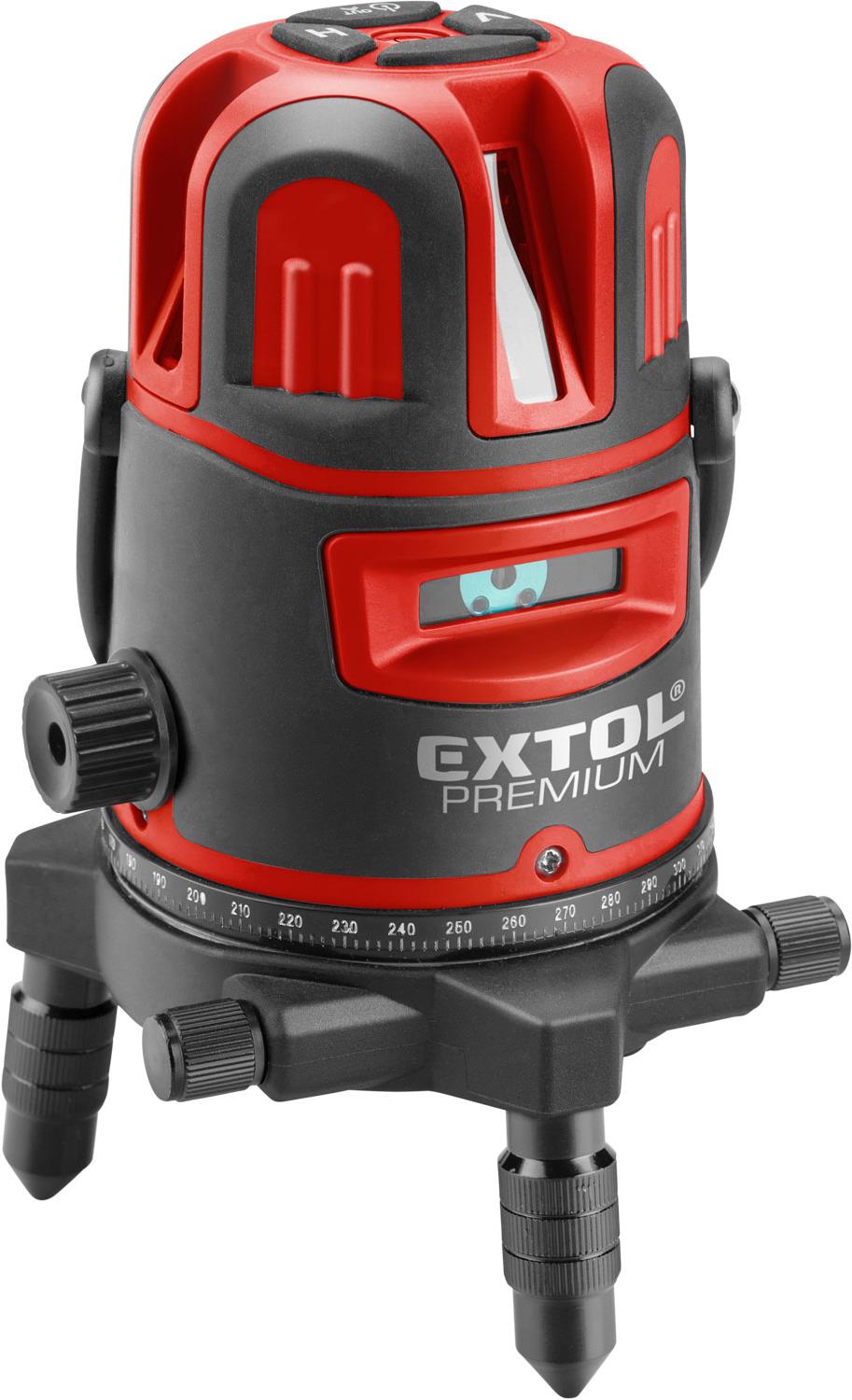 EXTOL PREMIUM laser zelený líniový, krížový samonivelačný, 1H × 4V (+6D), 8823312