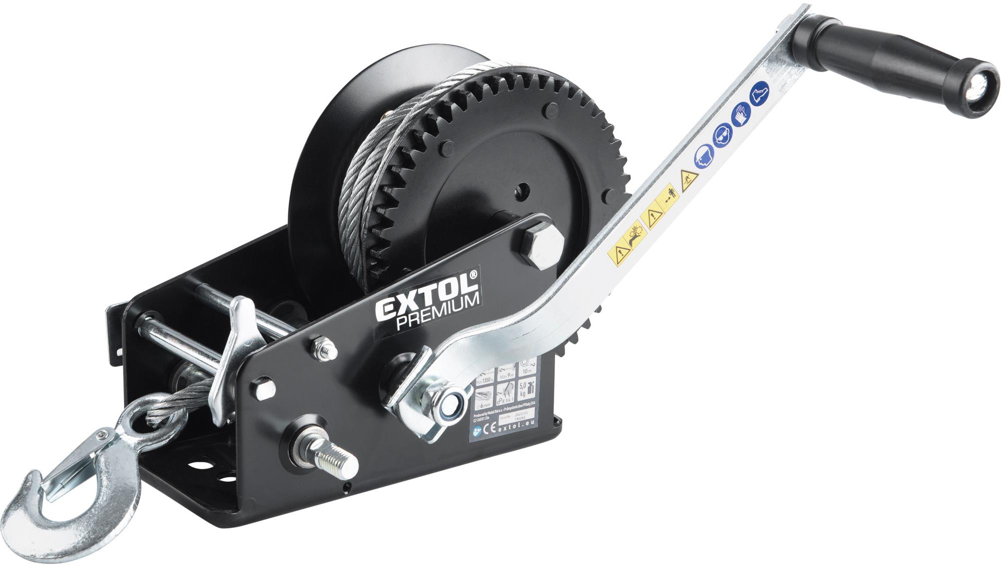 EXTOL PREMIUM Navijak lanový s kľučkou, do 1350 kg/10 m lanko, 8861305